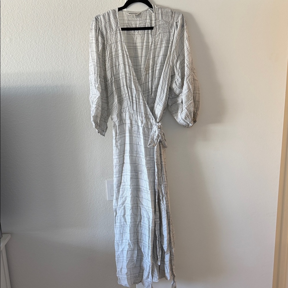 Whistles Gray Plaid Long Sleeve Dress